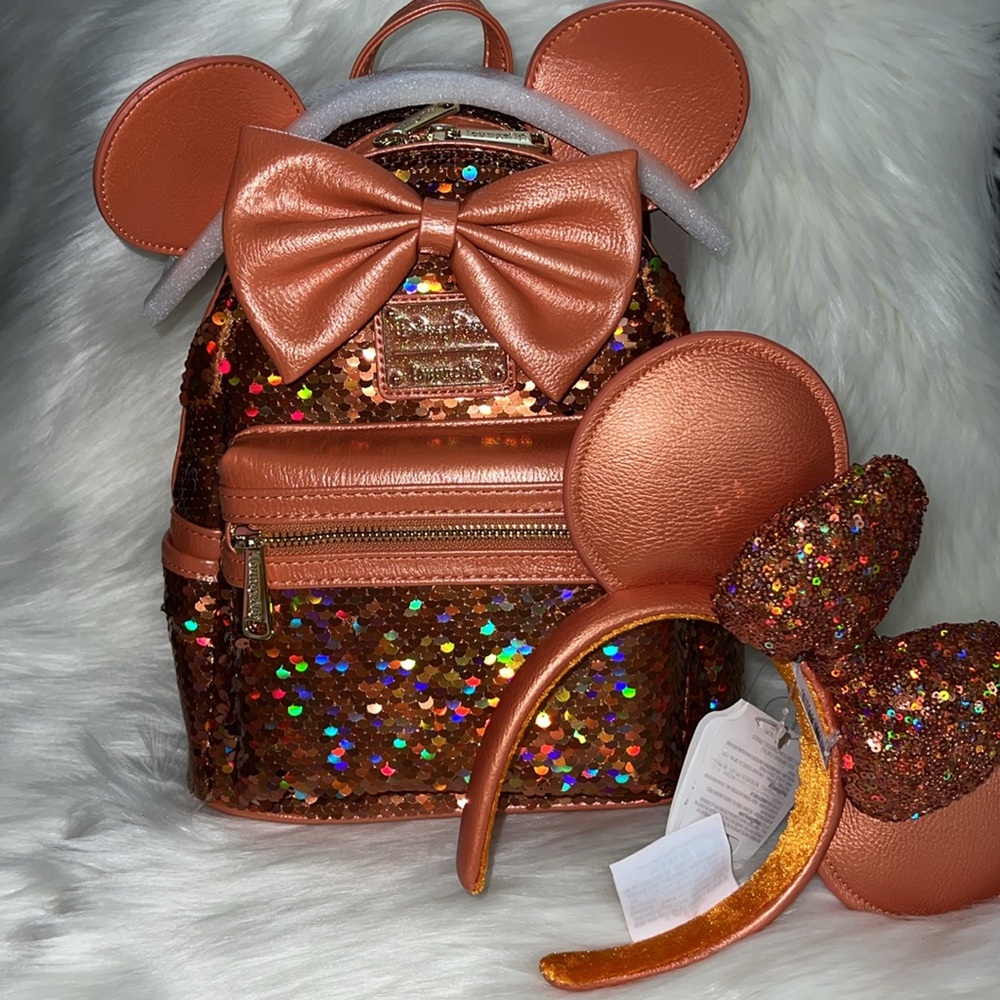 Loungefly Copper Sequin Backpack with Ears